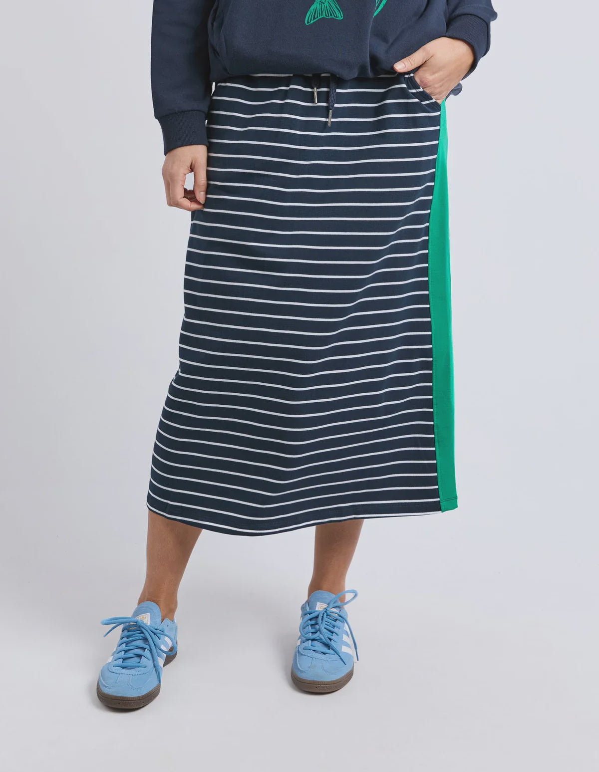 Sloan Skirt- Navy & White Stripe