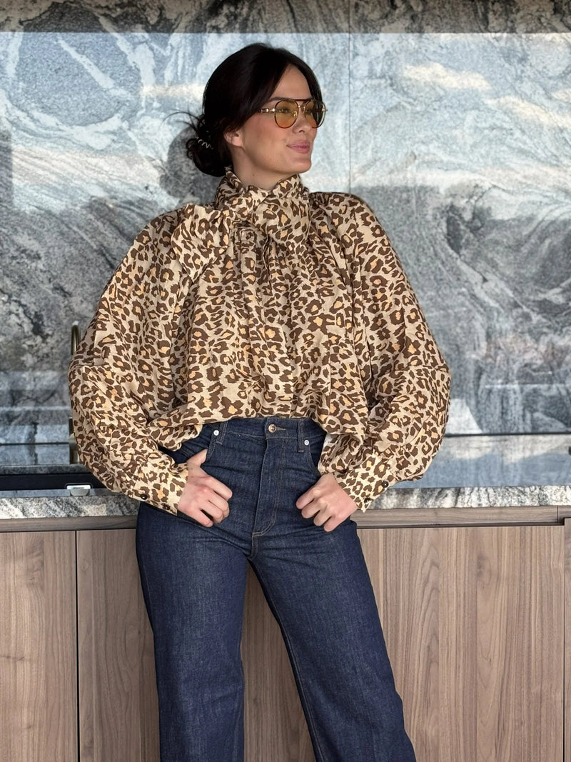 Harriet Blouse in leopard print