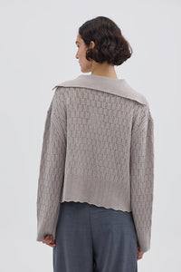 Corded Rib Sailor Collar Sweater / Oat Melange