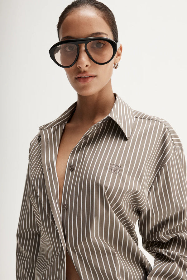 Emry Stripe Shirt- Taupe Stripe