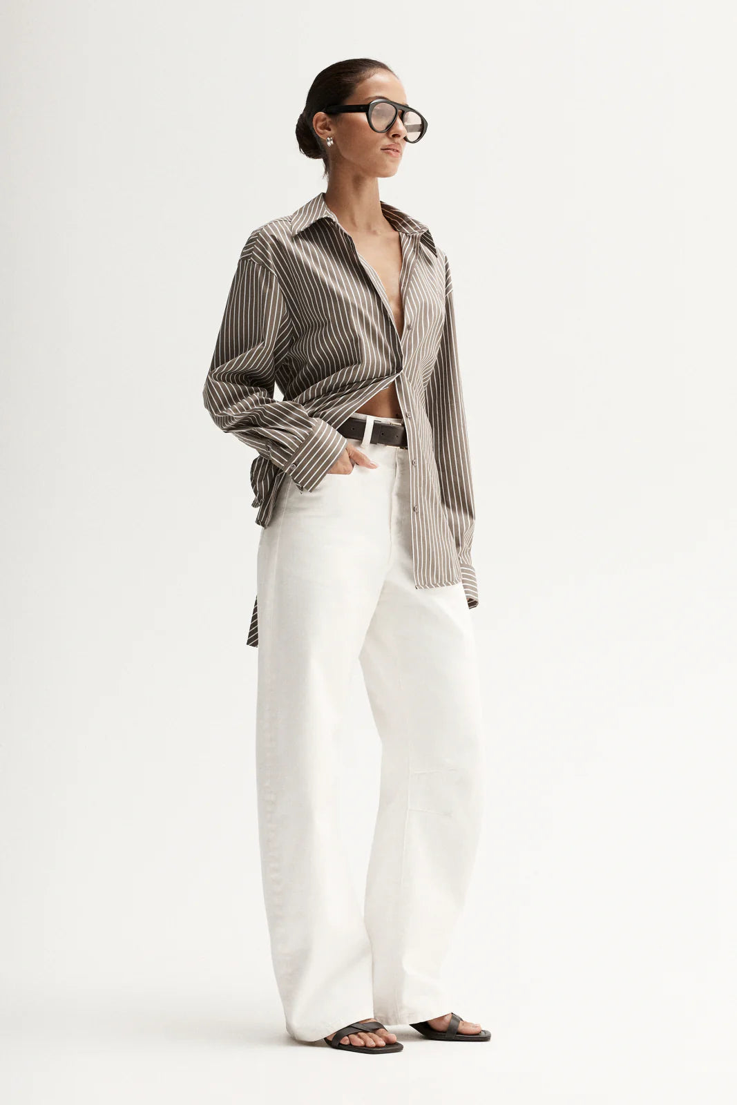 Emry Stripe Shirt- Taupe Stripe