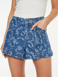 ELINA Denim Short - Laguna Print