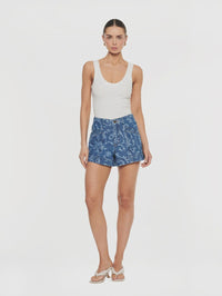 ELINA Denim Short - Laguna Print
