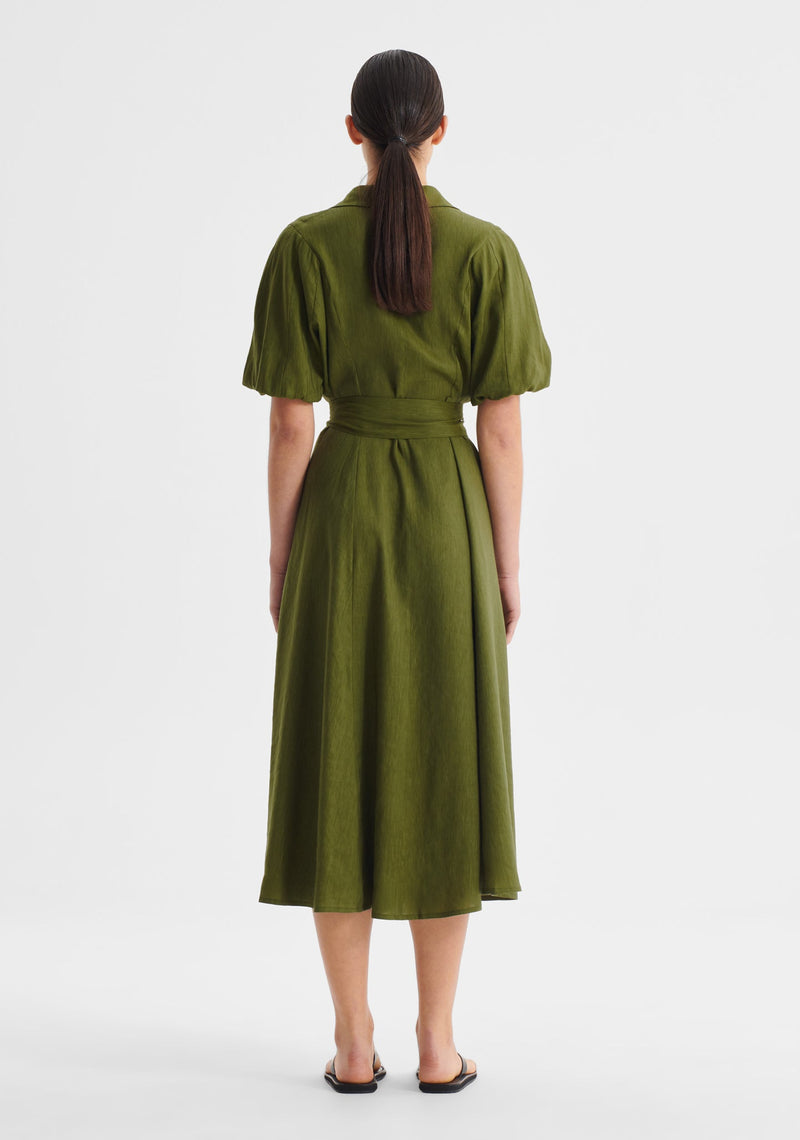Victoria S/S Shirt Dress- Chive