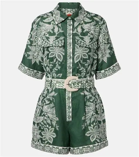 Miranda Dark Green Short Sleeve Romper
