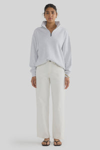 Ava Ribbed Quarter Zip / White Marle
