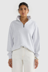 Ava Ribbed Quarter Zip / White Marle