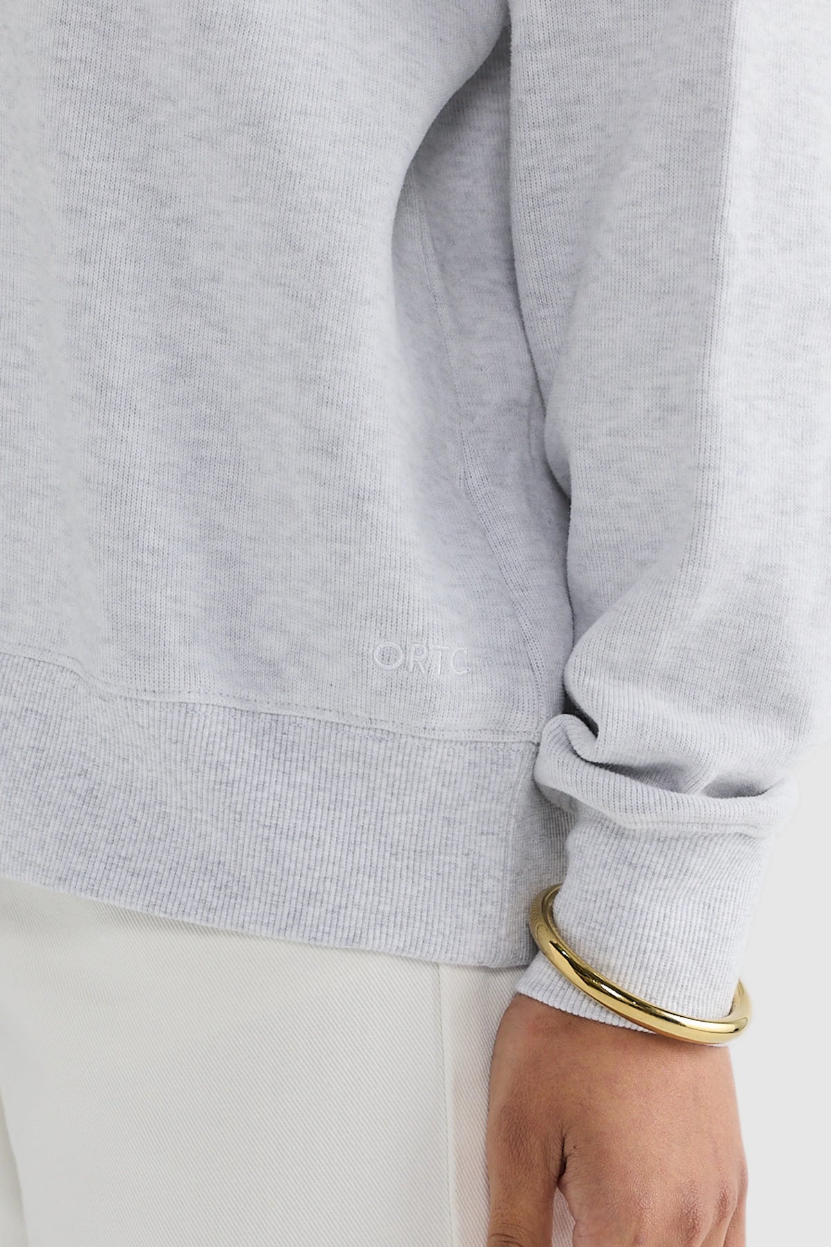 Ava Ribbed Quarter Zip / White Marle