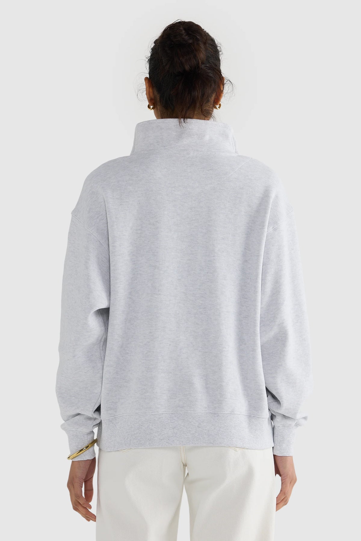 Ava Ribbed Quarter Zip / White Marle