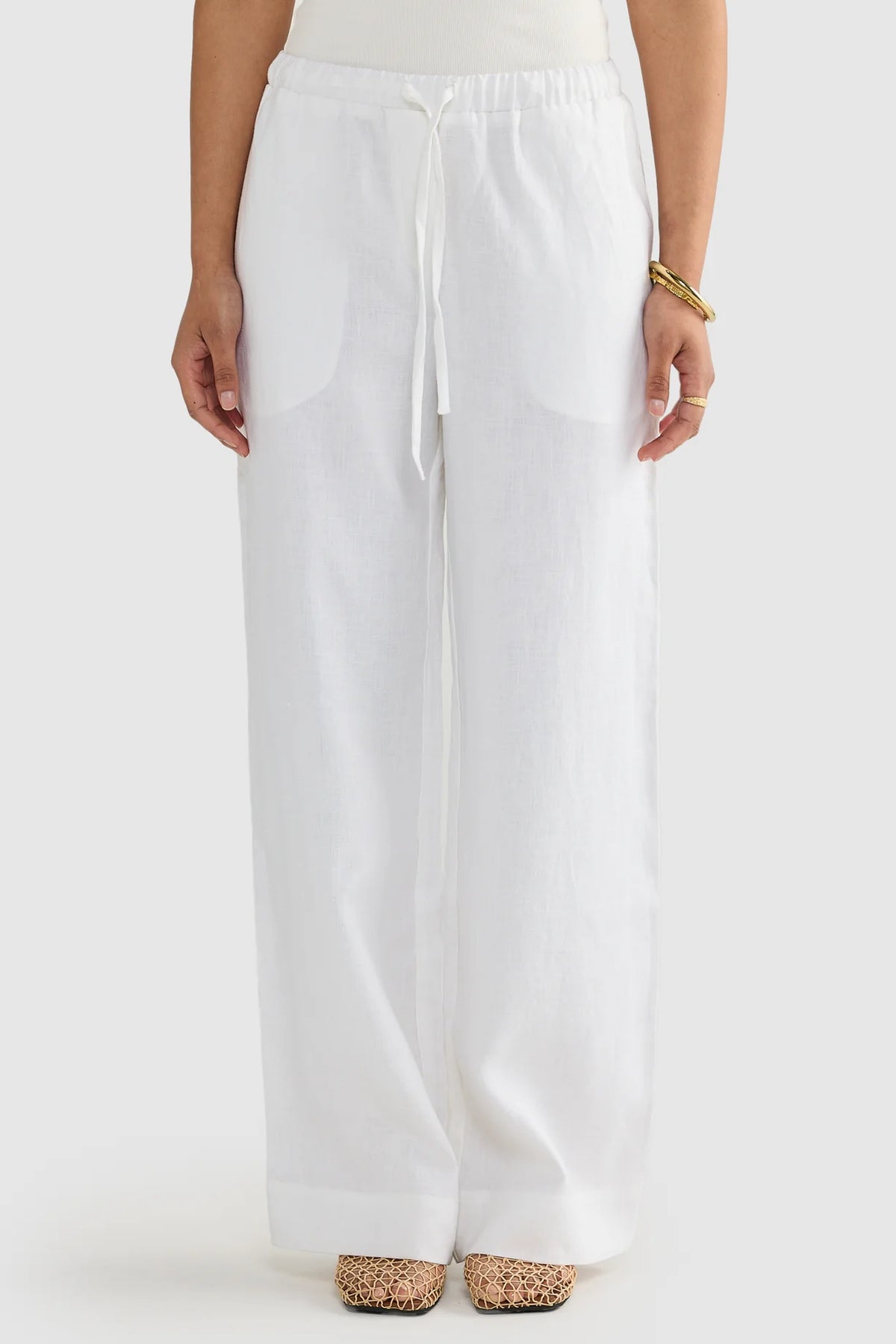 Luna Linen Pants-White