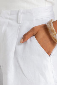 Savannah Linen Shorts-White