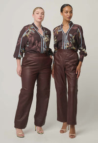 Asher Viscose Faille Shirt- Ember Vines