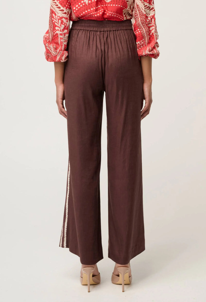 Liora Linen Viscose Stretch Rope Pant- Rustic Twine