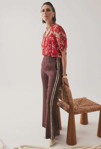 Liora Linen Viscose Stretch Rope Pant- Rustic Twine