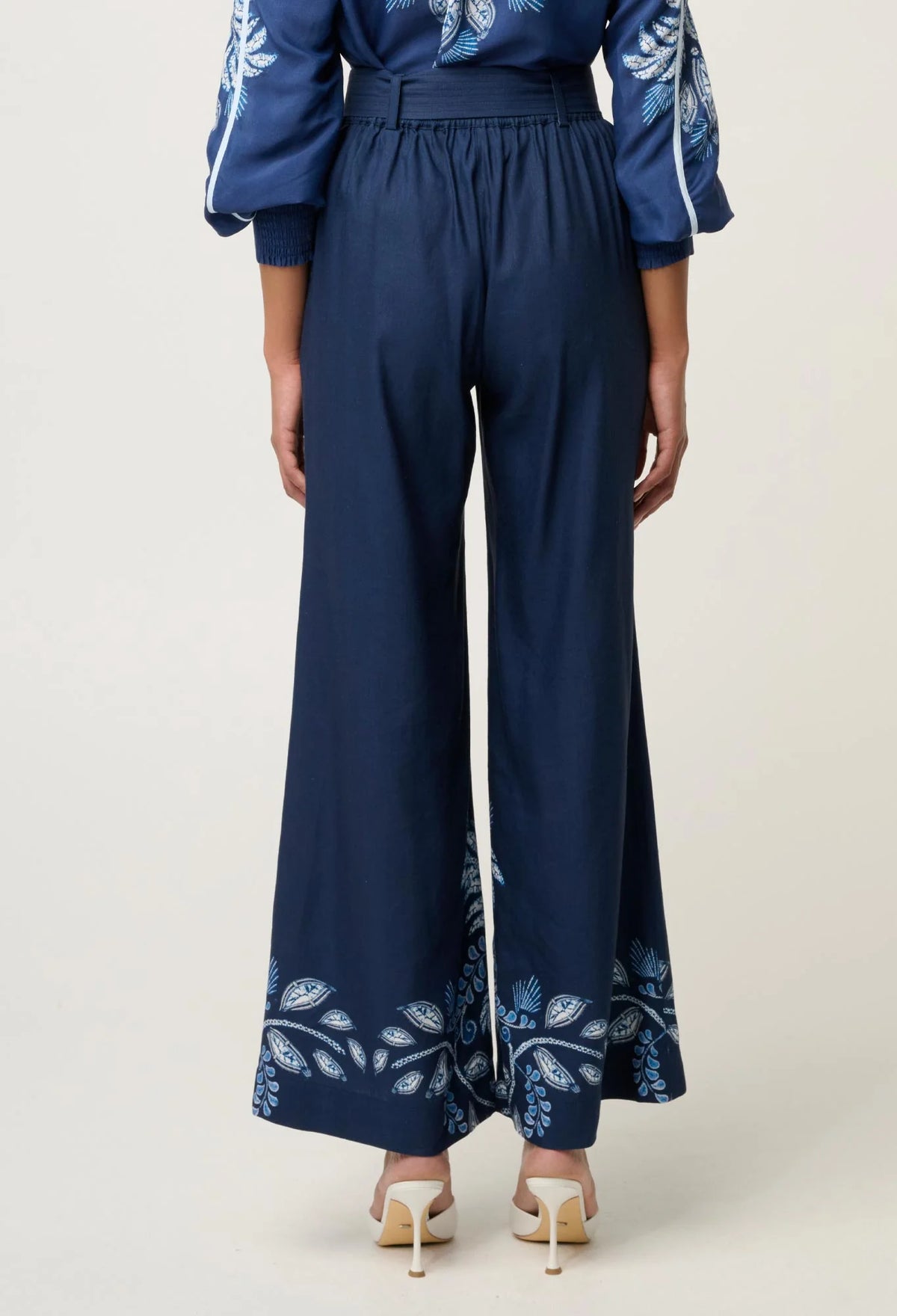 Sloane Linen Viscose Wide Leg Pant- Moonlit Batik