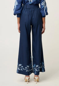 Sloane Linen Viscose Wide Leg Pant- Moonlit Batik