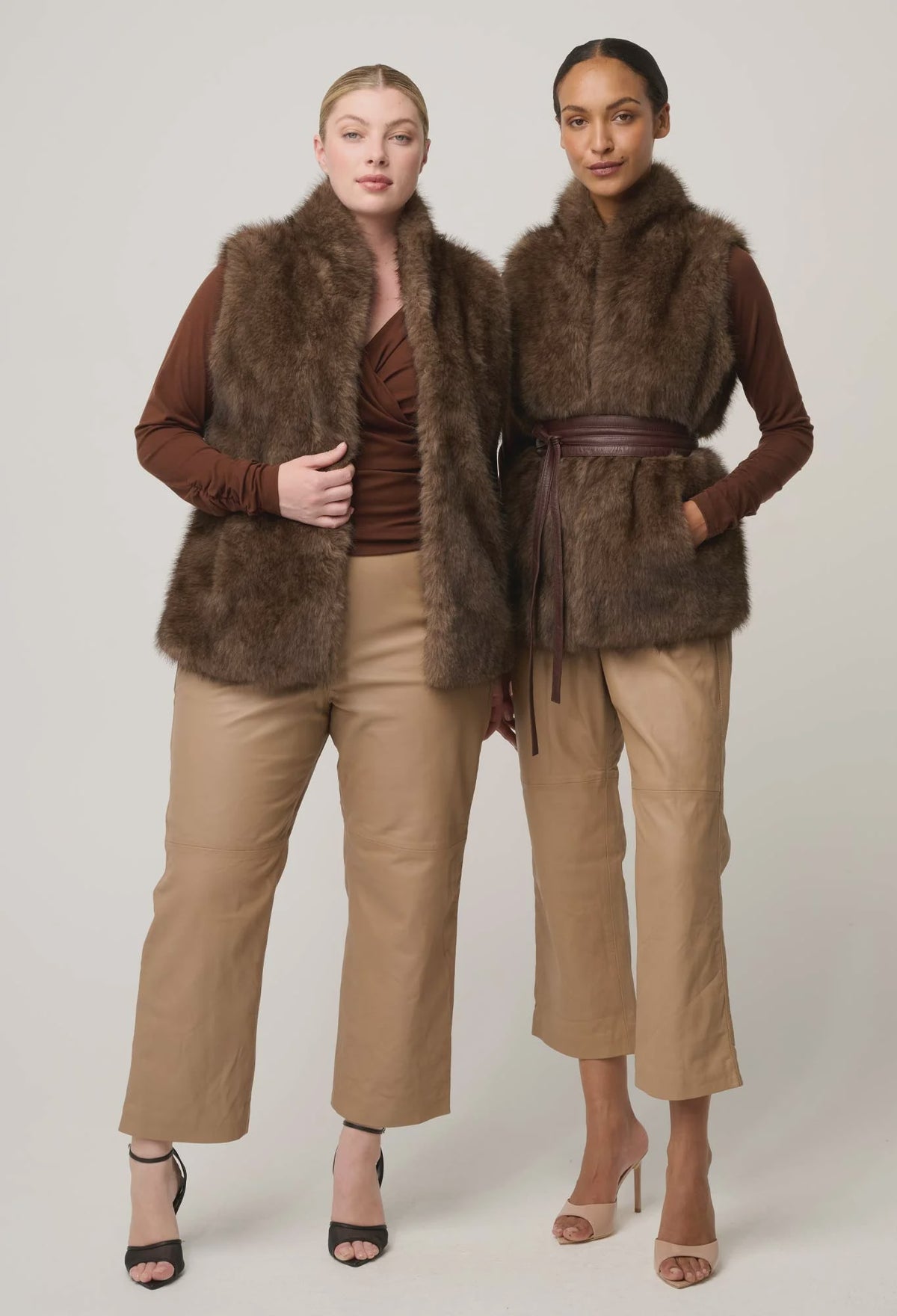 Hazel Faux Fur Vest- Walnut