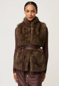 Hazel Faux Fur Vest- Walnut