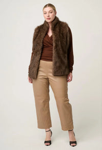 Hazel Faux Fur Vest- Walnut