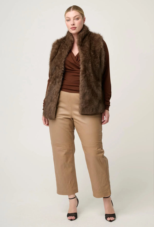 Hazel Faux Fur Vest- Walnut