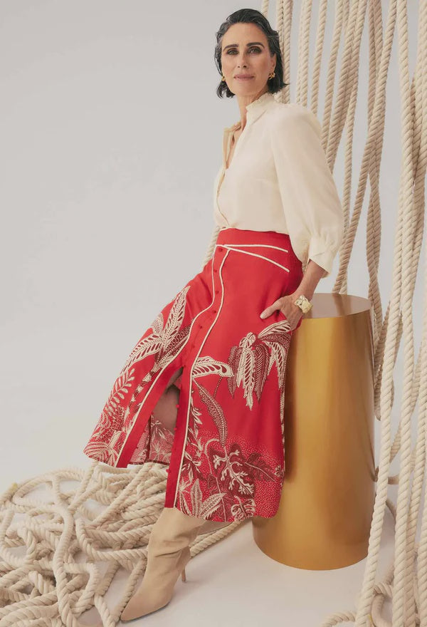 Chloe Silk Criss Cross Cuffed Shirt- Cloud