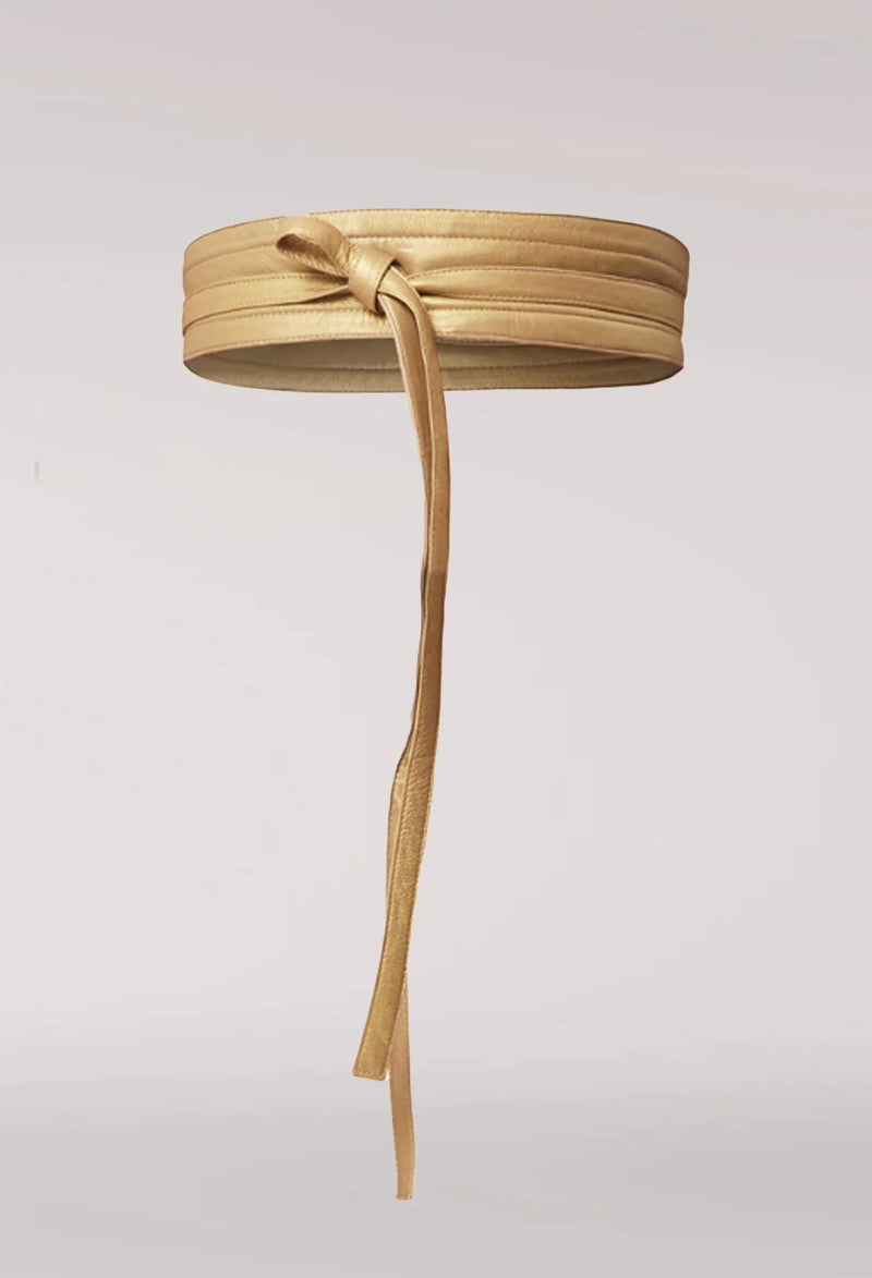 Milton Leather Belt- Gold/ S-M