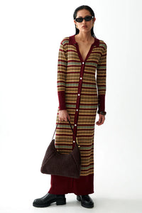Odessa Knit Dress - Bordeaux Stripe