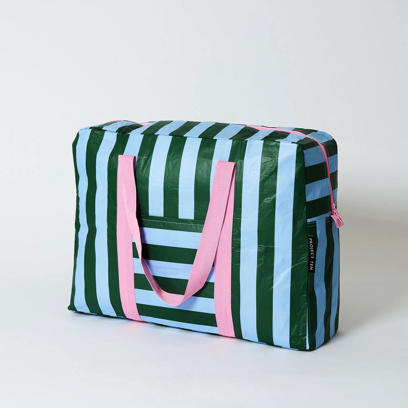 Green & Blue Stripe Overnight Bag
