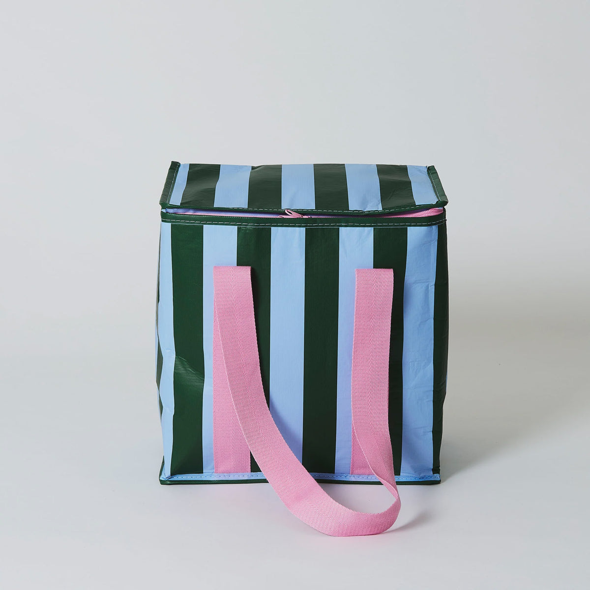 Green & Blue Stripe Medium Insulated Tote