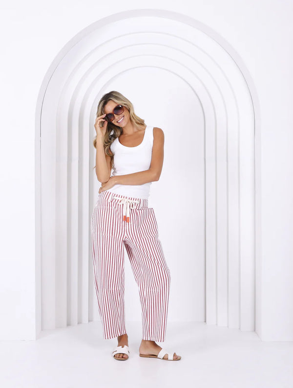 Carter Barrel Jean- Rust Stripe