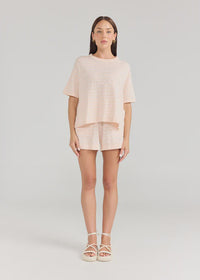 Boxy Tee- Stripe Peony