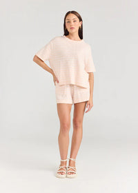 Boxy Tee- Stripe Peony