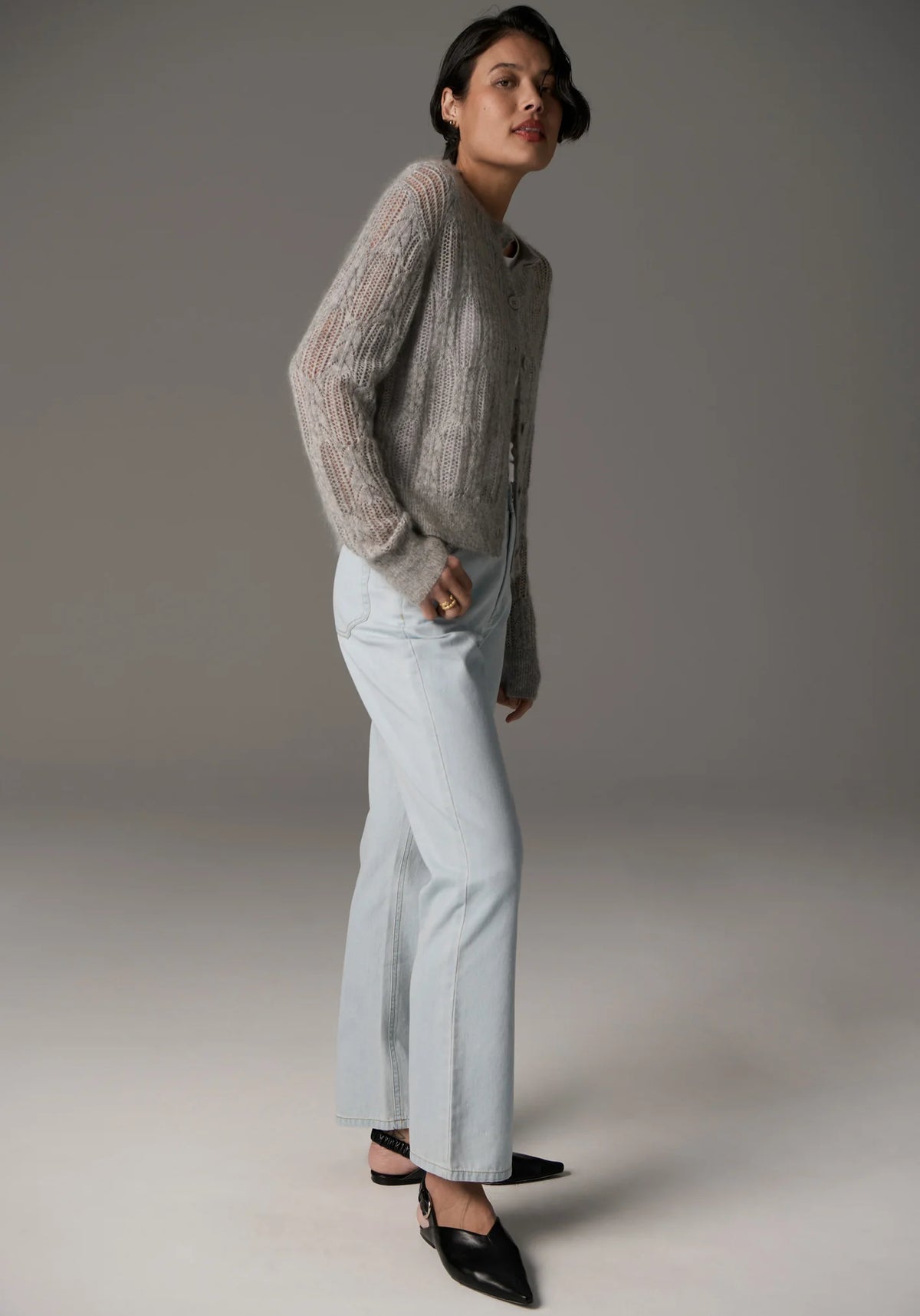 Livia Cardigan Pointelle / Silver