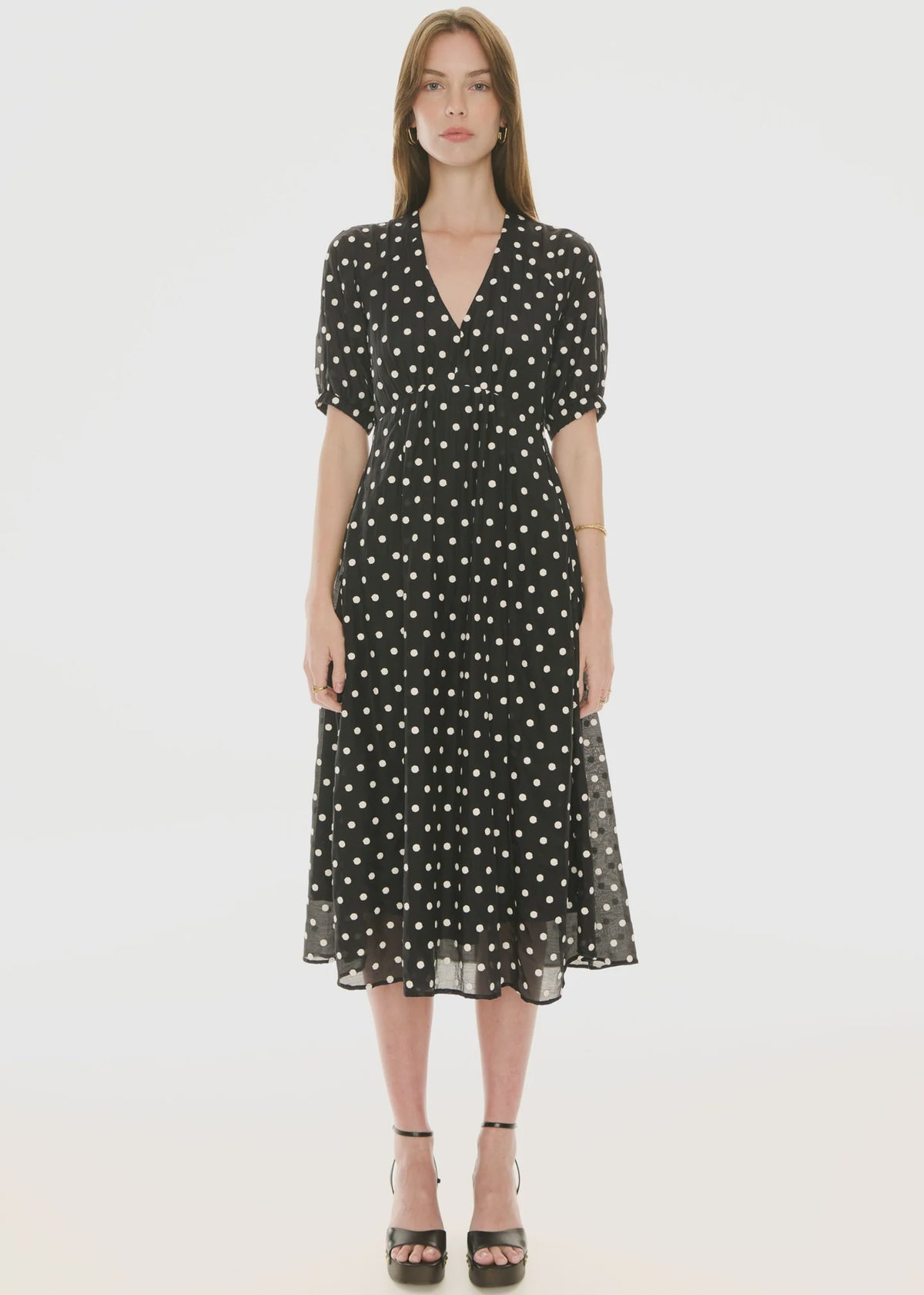 Clove Embroidered Dress- Black Pebble Spot
