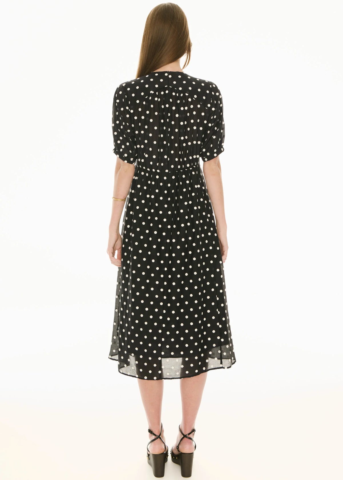 Clove Embroidered Dress- Black Pebble Spot