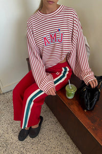 AMJ Waffle Long Sleeve Top Red Alert
