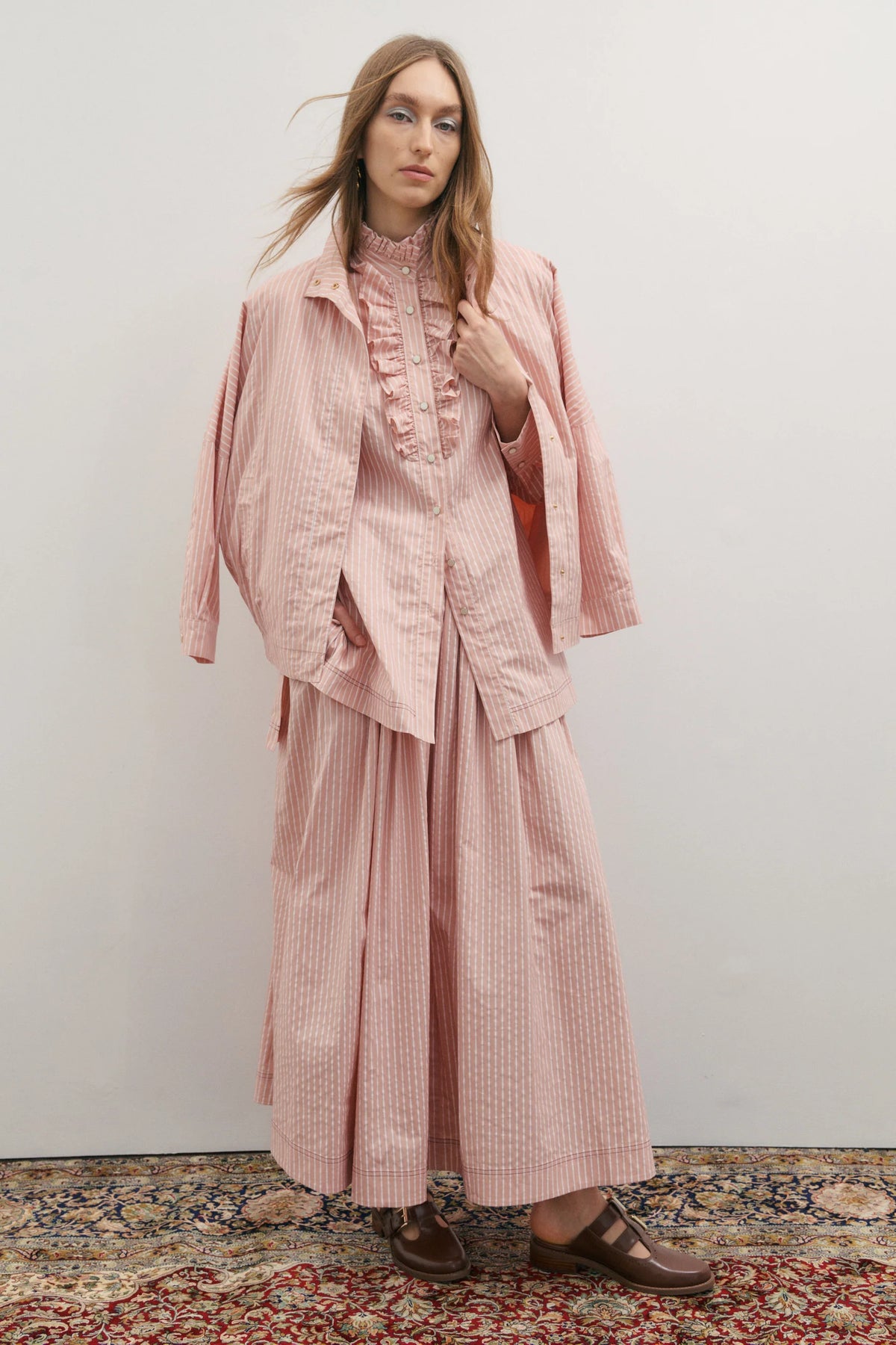 Rue Maxi Skirt- Rosewater & Ivory Stripe