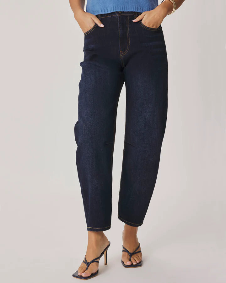 Stretch Denim Barrel Pant