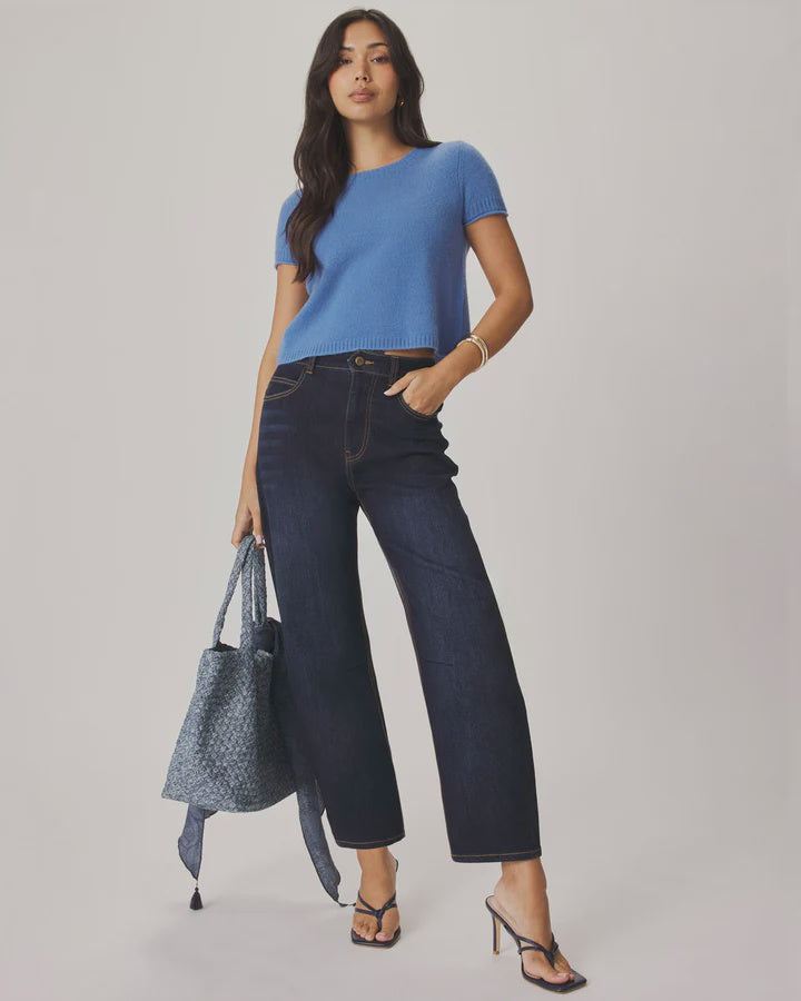 Stretch Denim Barrel Pant