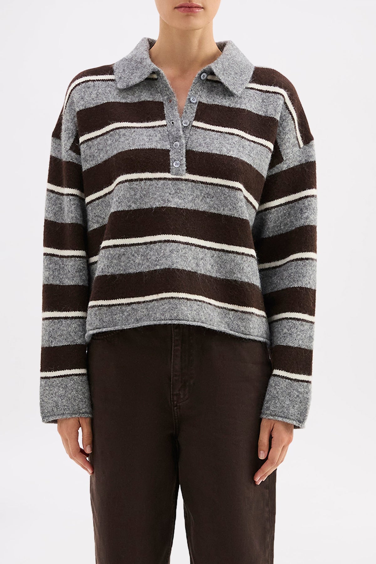 Maia Rugby Knit - Charcoal Stripe