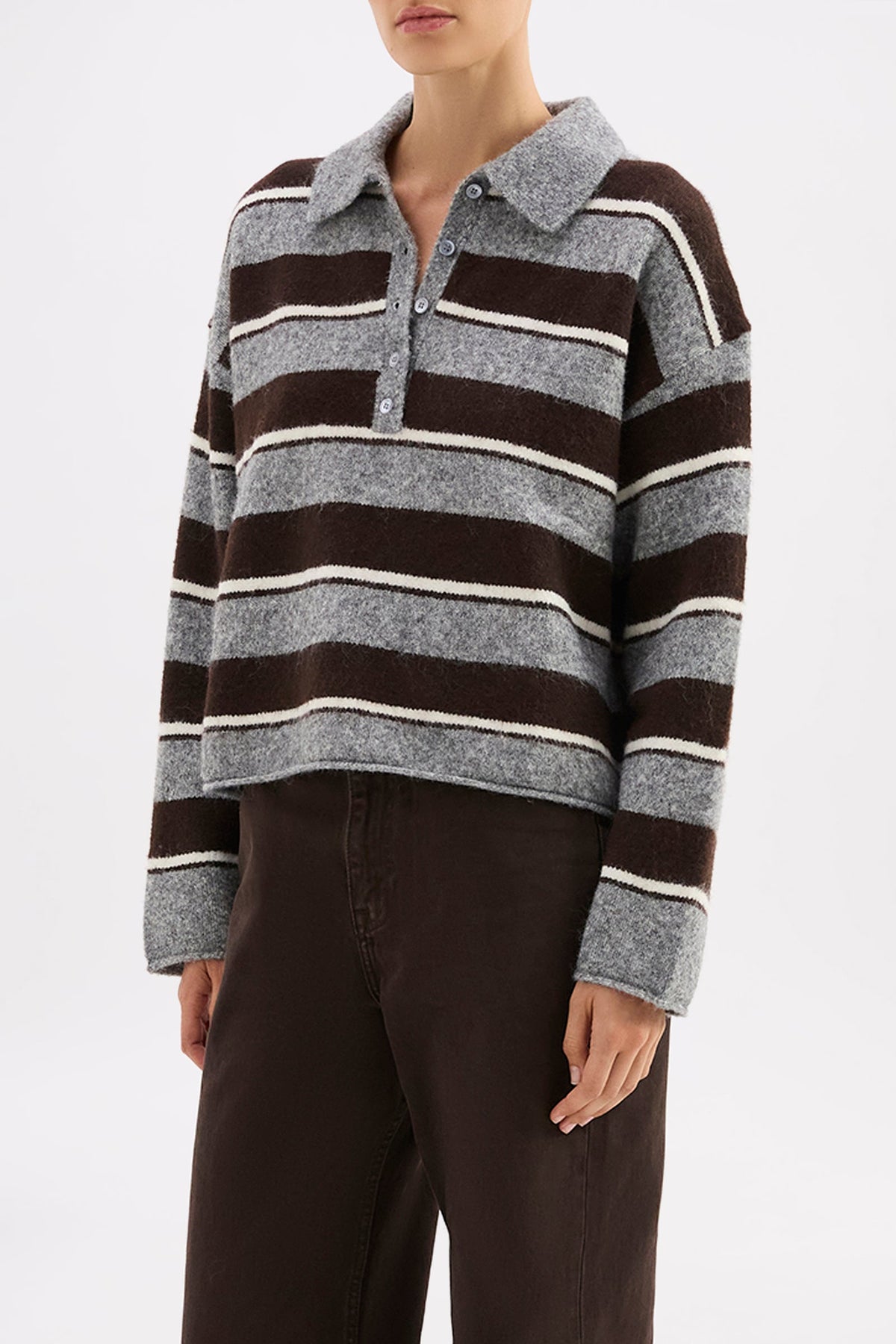 Maia Rugby Knit - Charcoal Stripe