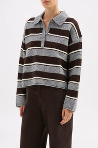Maia Rugby Knit - Charcoal Stripe