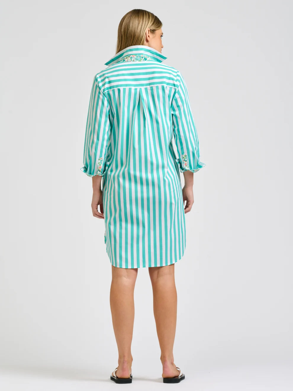 Claire Popover Shirt Dress - MARINE STRIPE / FLORAL
