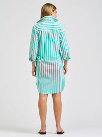 Claire Popover Shirt Dress - MARINE STRIPE / FLORAL