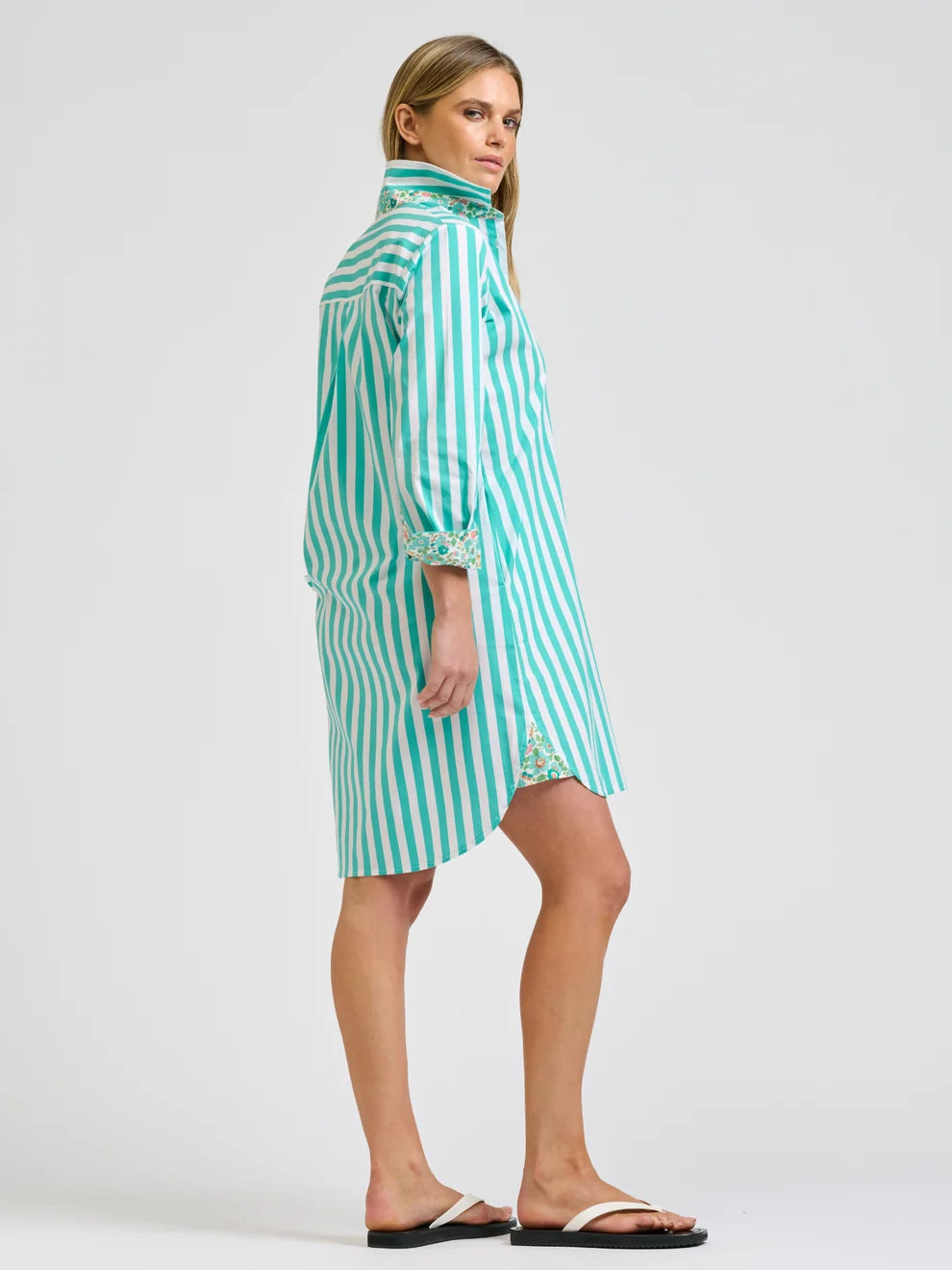 Claire Popover Shirt Dress - MARINE STRIPE / FLORAL