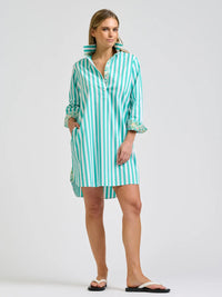 Claire Popover Shirt Dress - MARINE STRIPE / FLORAL