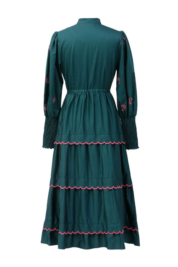 Martina Embroidered Dress- Dark Moss