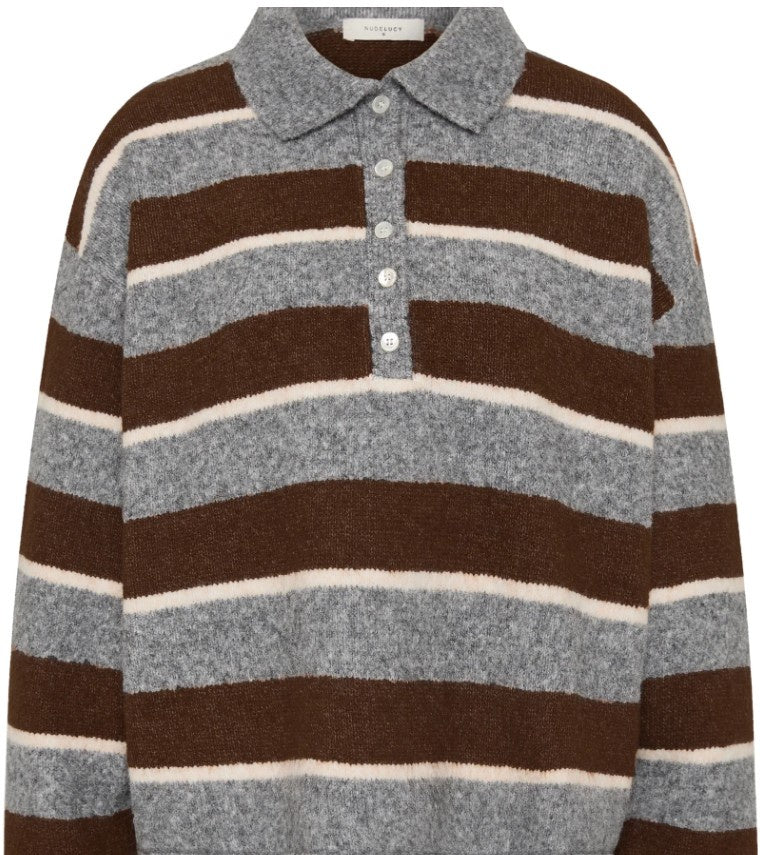 Maia Rugby Knit - Charcoal Stripe