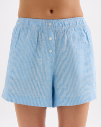 Lounge Linen Short - Blue Stripe