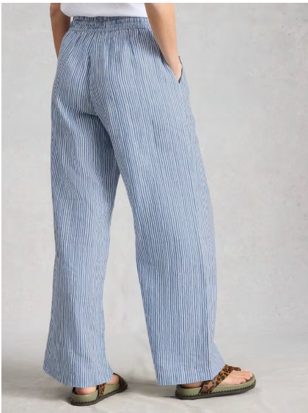 Ally Linen Wide Leg Trouser - Stripe